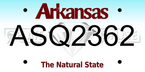 ASQ2362 Arkansas License Plate