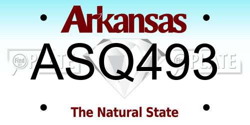 ASQ493 Arkansas License Plate