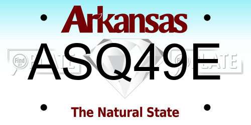 ASQ49E Arkansas License Plate
