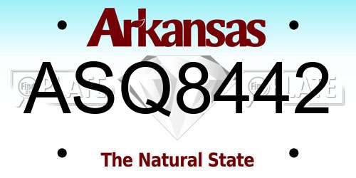 ASQ8442 Arkansas License Plate