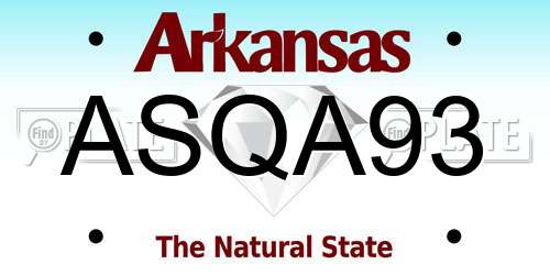ASQA93 Arkansas License Plate