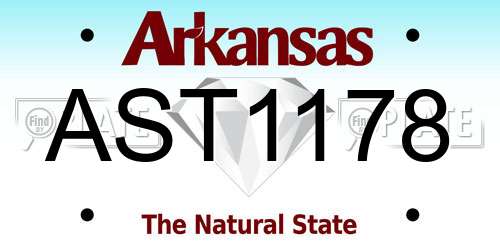 AST1178 Arkansas License Plate