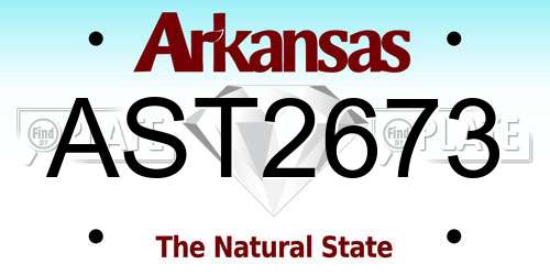 AST2673 Arkansas License Plate