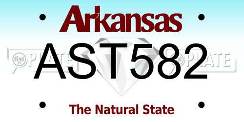 AST582 Arkansas License Plate