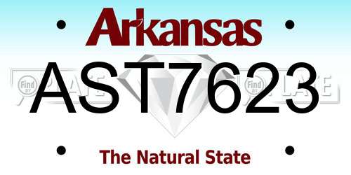 AST7623 Arkansas License Plate