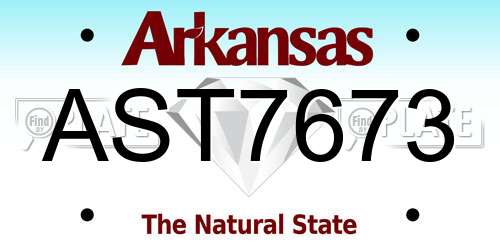 AST7673 Arkansas License Plate