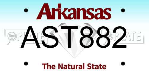 AST882 Arkansas License Plate