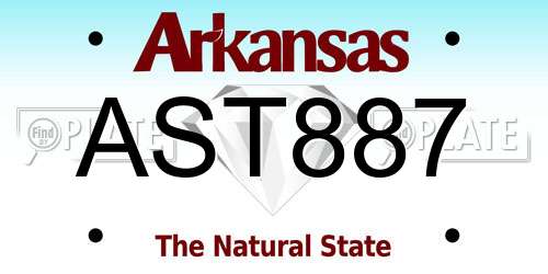 AST887 Arkansas License Plate