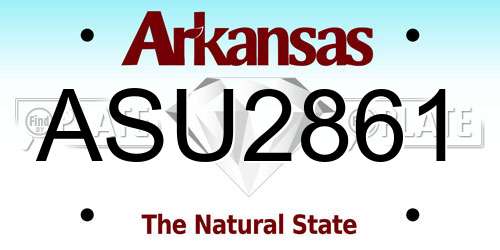 ASU2861 Arkansas License Plate