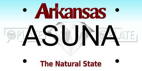 ASUNA Arkansas License Plate