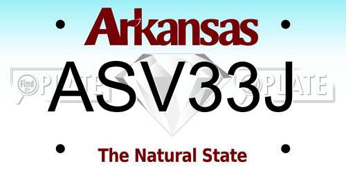 ASV33J Arkansas License Plate