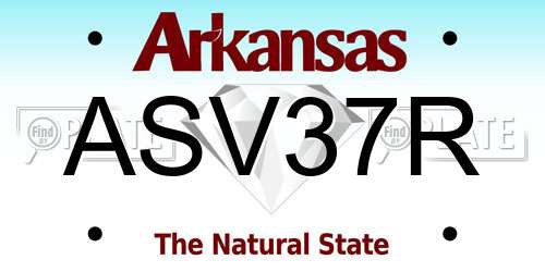 ASV37R Arkansas License Plate