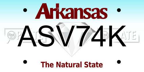 ASV74K Arkansas License Plate