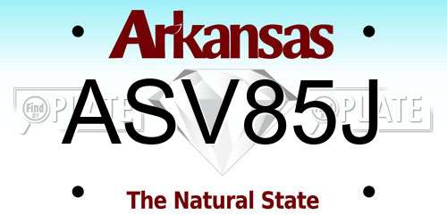 ASV85J Arkansas License Plate