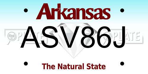 ASV86J Arkansas License Plate