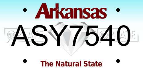 ASY7540 Arkansas License Plate