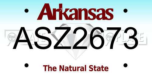 ASZ2673 Arkansas License Plate