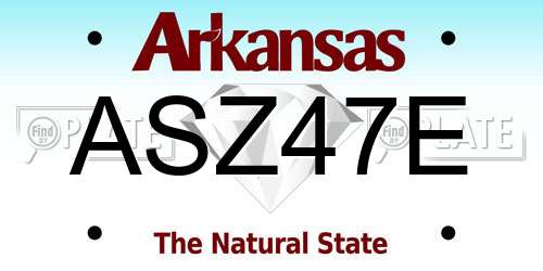 ASZ47E Arkansas License Plate