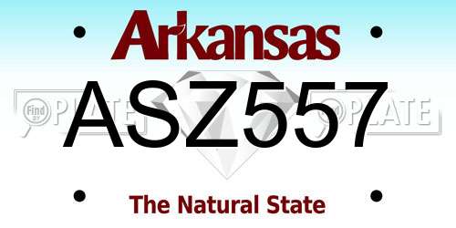 ASZ557 Arkansas License Plate