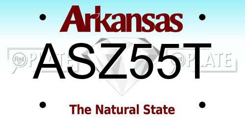 ASZ55T Arkansas License Plate