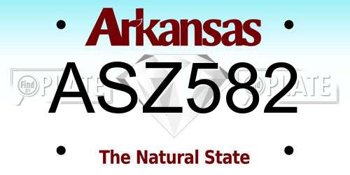 ASZ582 Arkansas License Plate
