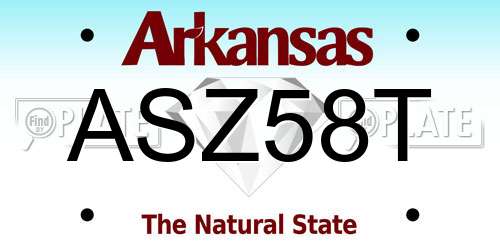 ASZ58T Arkansas License Plate