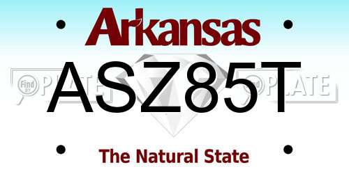 ASZ85T Arkansas License Plate