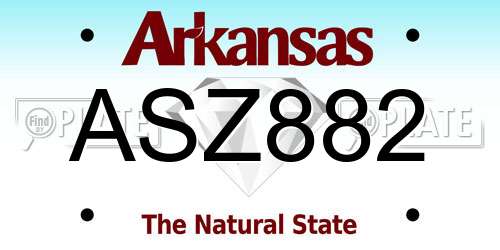 ASZ882 Arkansas License Plate