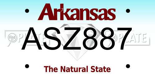 ASZ887 Arkansas License Plate