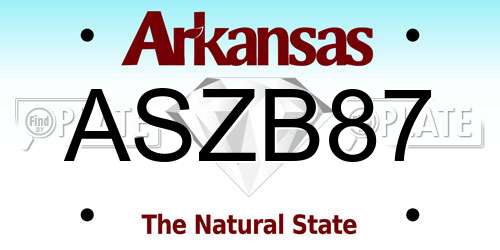 ASZB87 Arkansas License Plate
