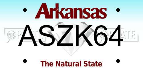 ASZK64 Arkansas License Plate