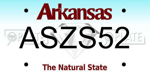 ASZS52 Arkansas License Plate