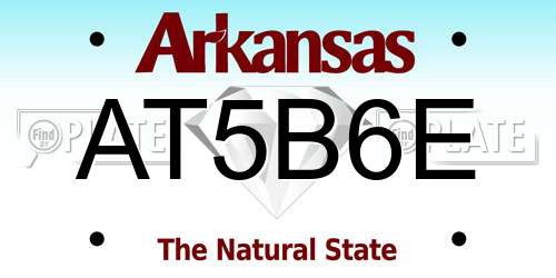 AT5B6E Arkansas License Plate