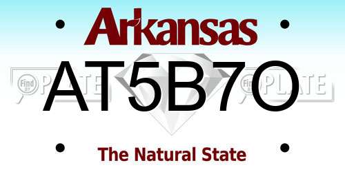 AT5B7O Arkansas License Plate
