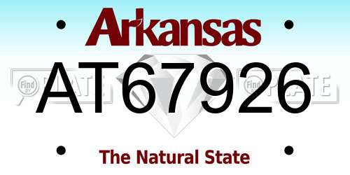 AT67926 Arkansas License Plate