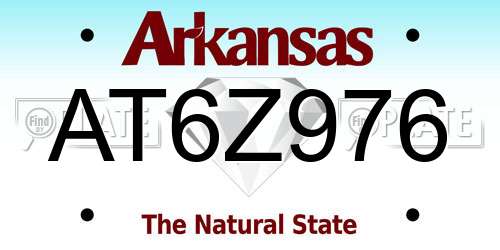 AT6Z976 Arkansas License Plate