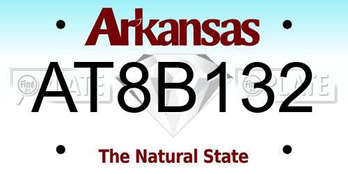 AT8B132 Arkansas License Plate