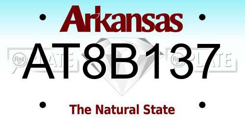 AT8B137 Arkansas License Plate