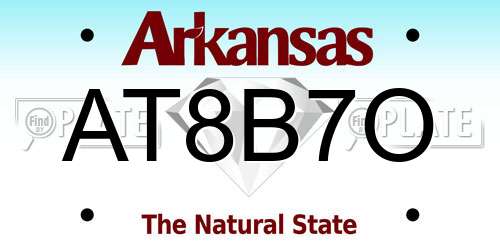 AT8B7O Arkansas License Plate