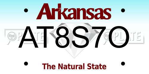 AT8S7O Arkansas License Plate
