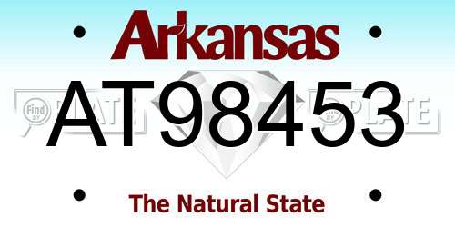 AT98453 Arkansas License Plate