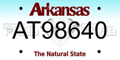 AT98640 Arkansas License Plate