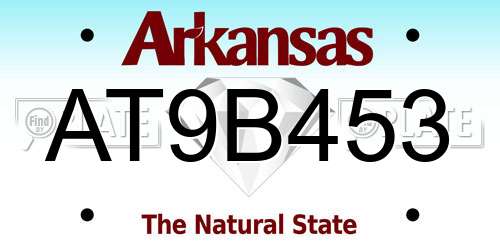 AT9B453 Arkansas License Plate