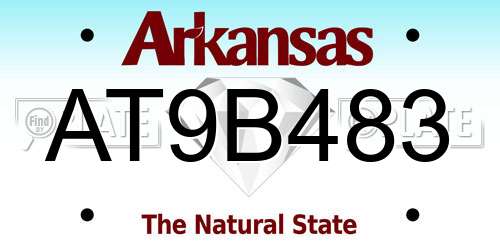 AT9B483 Arkansas License Plate