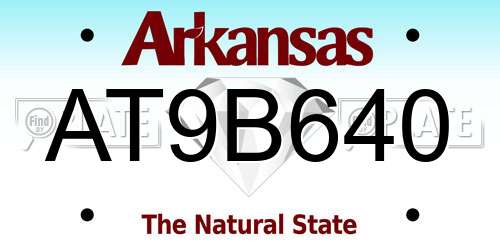 AT9B640 Arkansas License Plate