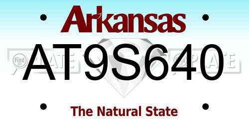 AT9S640 Arkansas License Plate