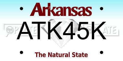 ATK45K Arkansas License Plate