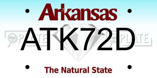 ATK72D Arkansas License Plate