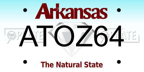 ATOZ64 Arkansas License Plate