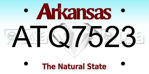 ATQ7523 Arkansas License Plate